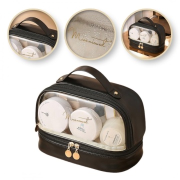 Geanta de calatorie pentru Cosmetice neagra cu 2 compartimente, manere - Img 2