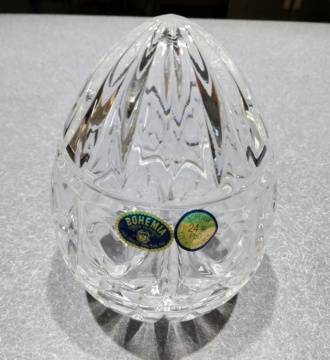 Ou de Cristal Bohemia - Caseta tip bomboniera 14 cm - Cadou Paste - Img 2