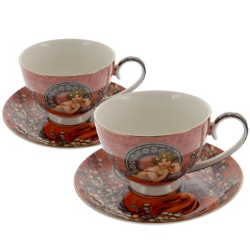Set cafea espresso 2 pers picturi Alphonse Mucha - cafeniu 250 ml