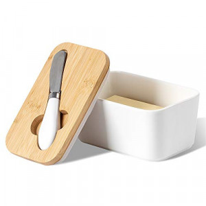 Untiera clasica cu capac din bambus si cutit din inox pentru intins untul