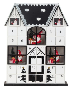 Casuta Calendar Advent din lemn cu lumini 37 cm - Img 8