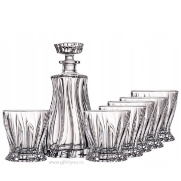 Cristal Bohemia - Set 7 piese Decantor + 6 pahare de whisky Primavera - Img 2