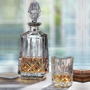 Cristal Bohemia - Set 7 piese Decantor de whisky + 6 pahare Nobilis