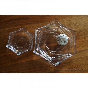 Cristal Bohemia - Set pentru servire tort - Platou intins si 6 farfurii Elisee