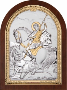 Icoana argintata arcuita Sfantul Dumitru
