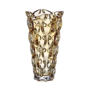 Cadou De Lux Cristal Bohemia - Set Vaza si platou 21 cm colectia Zefir chihlimbar - Img 4