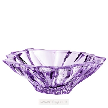 Cristal Bohemia - Set Vaza si Platou Primavera Violet - Img 3