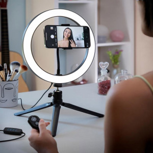 Lampa circulara Selfie Ring cu trepied si telecomanda