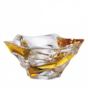 Cristal Bohemia - Platou Elisee Aurora cu flamura aurie 21 cm