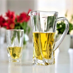 Cristal Bohemia - Set carafa + 6 pahare de apa Twister