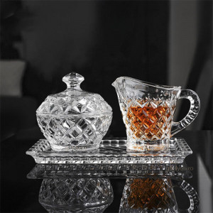 Cristal Bohemia - Set 3 piese tava, zaharnita si latiera pentru servire ceai sau cafea Marsilia