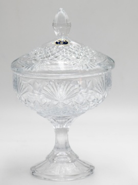 Cristalit Bohemia - Bomboniera pe piedestal cu capac 24 cm Venera - Img 2
