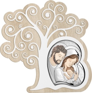 Icoana argintata Sacra Famiglia color - Inima - Pomul Vietii
