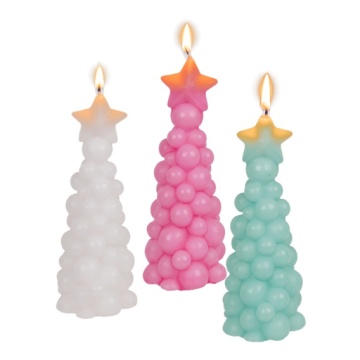 Set 3 lumanari decorative Brad de Craciun – Design modern Bubble