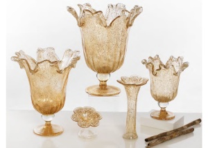 Vaza din sticla de Murano Petali d'Oro H40 Ø36 cm - Img 2