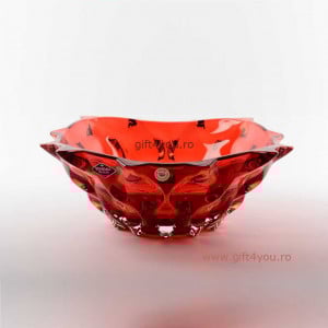 Cristal Bohemia - Platou mediu Zefir rosu 21 cm