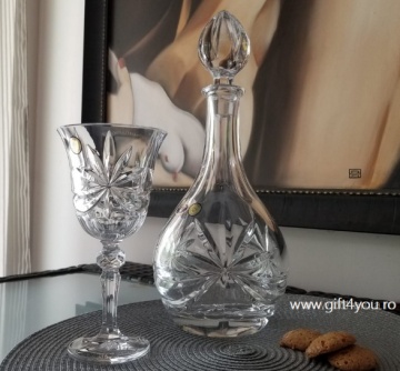 Cristal Bohemia - Set 7 piese decantor + 6 pahare de vin Fiesta