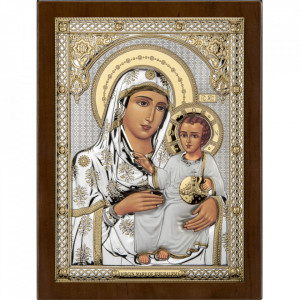 Icoana argint Maica Domnului din Ierusalim - Fecioara Maria cu Pruncul Isus