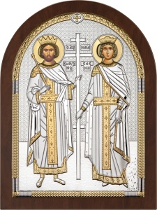 Icoana argintata arcuita Sfintii Imparati Constantin si Elena