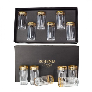 Bohemia Prestige - Pahare de apa / Long Drink Venetto Aureo din Cristal Luxion 440 ml