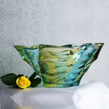 Cadou De Lux Cristal Bohemia - Set Vaza si platou pentru fructe Elisee Verde Lime - Img 3