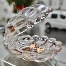 Cristal Bohemia - Suport de Bijuterii Inele Scoica 9x5 cm