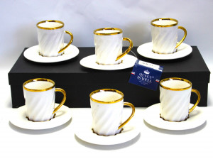 Serviciu de cafea espresso 6 pers - alb auriu - 80 ml - Firenze
