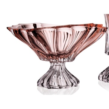 Cristal Bohemia - Fructiera cu picior Primavera roz 33 cm