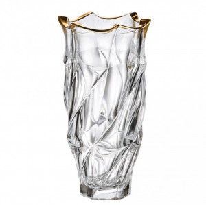 Cristal Bohemia - Vaza pentru flori colectia Elisee Aura cu bordura aurie
