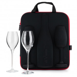 Cutie pentru sticla de prosecco sau sampanie si 2 pahare in carcasa Elegance