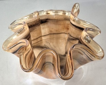 Platou din sticla de Murano Arcadia Caramel Ø27 H16 cm