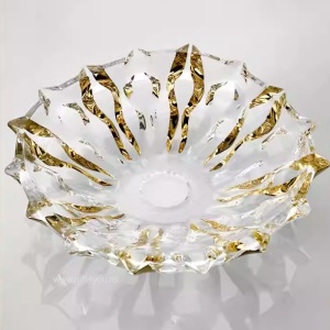 Cristal Bohemia - Platou intins 35 cm Zefir auriu