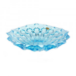 Cristal Bohemia - Platou intins Zefir Albastru Aqua