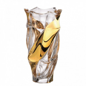 Cristal Bohemia - Vaza pentru flori colectia Elisee Aurora cu flamura aurie