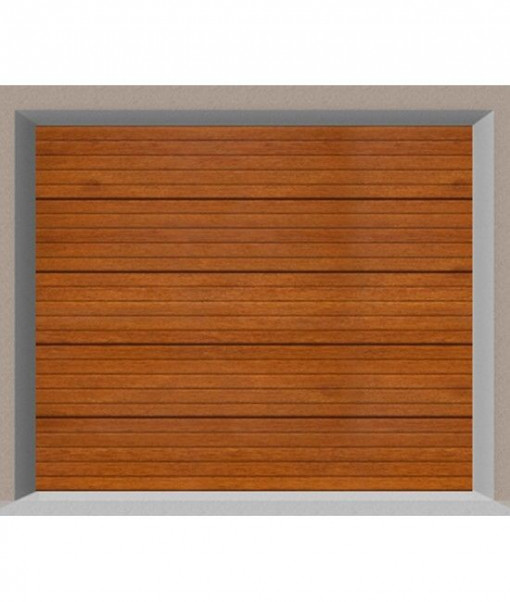 Usa de garaj sectionala, doorTECK, cu dungi orizontale, stejar auriu, 3300 X 2500 mm