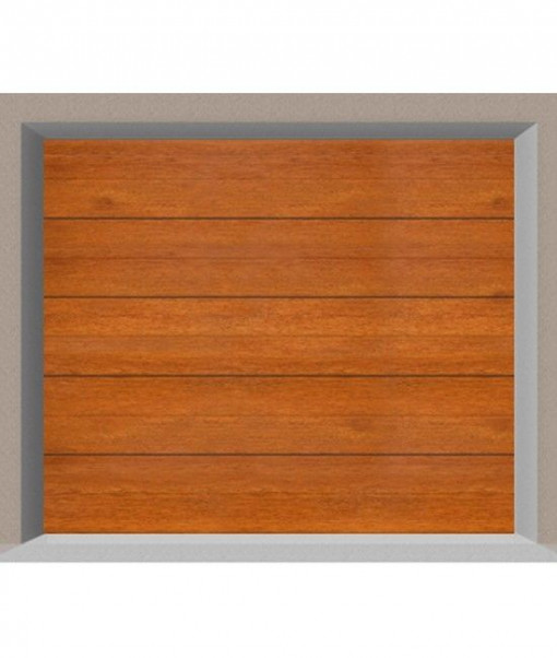 Usa de garaj sectionala, doorTECK, cu o linie centrala, stejar auriu, 2200 x 2125 mm
