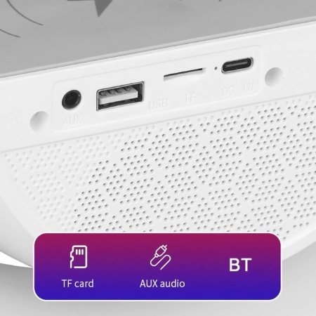Lampa LED Birou RGB cu incarcare Wireless, Bluetooth, Ceas, Alarma si USB - Img 4