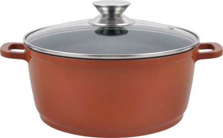 Cratita din aluminiu, cu ceramica marmorata, cu capac din sticla, 20cm, Grunberg GR1020 - Img 2