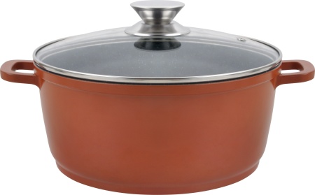 Cratita din aluminiu, cu ceramica marmorata, cu capac din sticla, 28cm, Grunberg GR9028 - Img 3