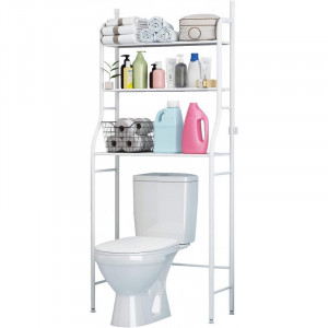 Raft depozitare/organizator/etajera pentru baie, 3 polite rezistente, 47 x 25 x 155 cm, TW101 (alb)