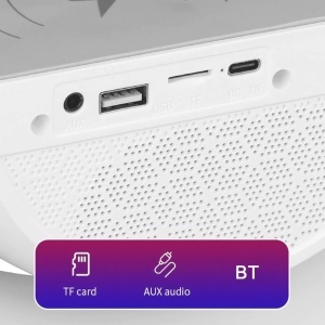 Lampa LED Birou RGB cu incarcare Wireless, Bluetooth, Ceas, Alarma si USB - Img 4