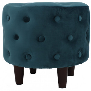 Taburet rotund, tapitat cu catifea, cu picioare din lemn, Ø 45x40 cm, Grunberg TB98 (verde)