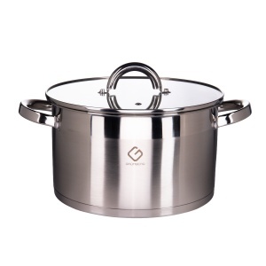 Cratita din inox, compatibila cu plita cu inductie, cu capac din sticla, 22 cm, 4.50 l, Grunberg GR7022