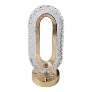 Lampă de masă LED din cristal, cu ramă aurie - Img 1