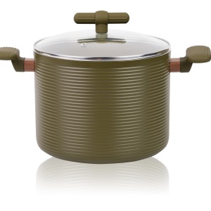 Oala din aluminiu, cu capac, interior mat.anti-aderent, compatibila cu plita inductie, 22x18 cm, 5.60 l, Grunberg GR5725