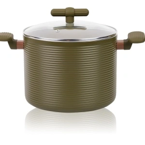 Oala din aluminiu, cu capac, interior mat.anti-aderent, compatibila cu plita inductie, 22x18 cm, 5.60 l, Grunberg GR5725