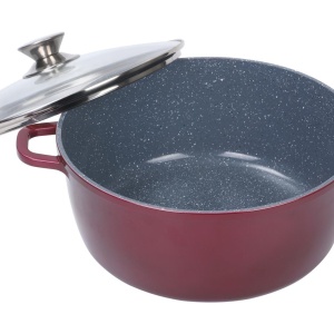 Cratita din aluminiu, cu ceramica marmorata, cu capac din sticla, 28cm, Grunberg GR9028 - Img 2