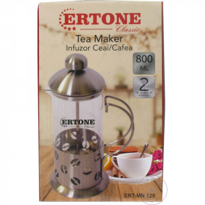 Infuzor din sticla pentru Cafea/Ceai ERT-MN 128, filtru inox, 800 ml