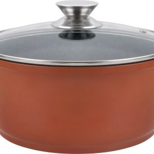 Cratita din aluminiu, cu ceramica marmorata, cu capac din sticla, 20cm, Grunberg GR1020 - Img 2