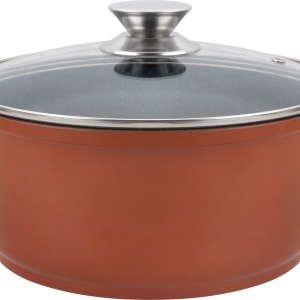 Cratita din aluminiu, cu ceramica marmorata, cu capac din sticla, 28cm, Grunberg GR9028 - Img 3